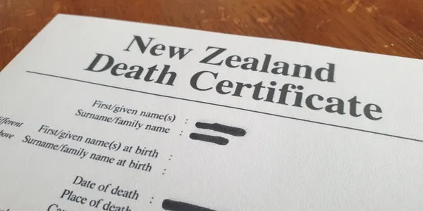 New Zealand death certificate, ordered for you by NZ Document Assist